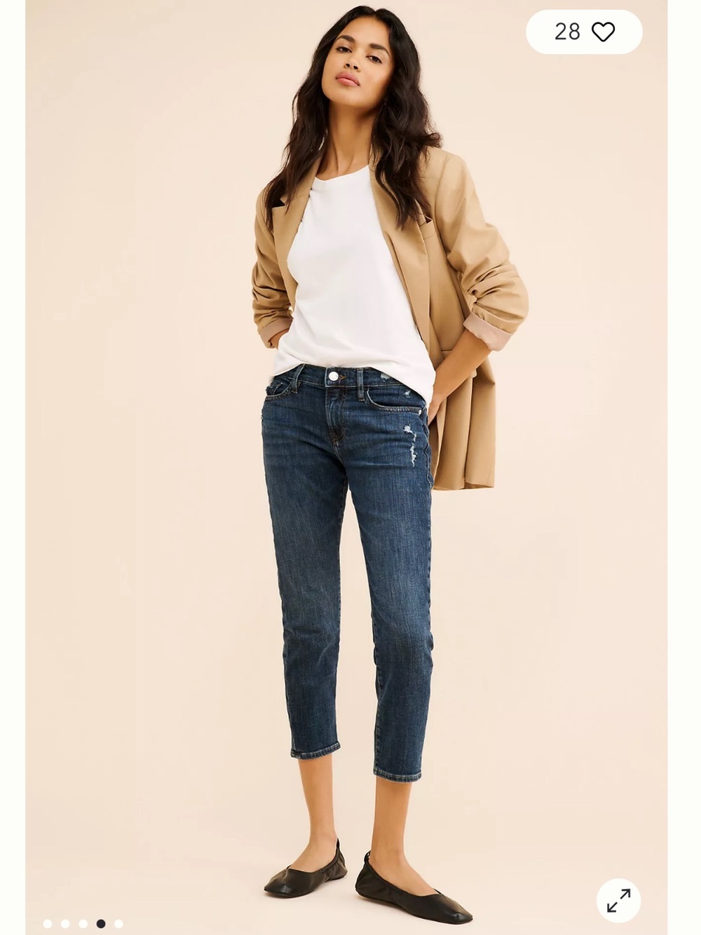 Frame Anthropologie Denim Le Garcon Relaxed Fit Cropped Dark Wash Preppy Jean 30